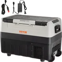 VEVOR Camping Refrigerator 45 L Cool Box, 12/24 V Rollable Electric Freezer Box 2 in 1 Double Zone, Car Refrigerator Compressor for Keeping Warm and Cooling 60 W Portable Handle Boat, Truck, Mobile Grey
