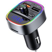 Bluetooth FM Transmitter für Auto, 8 Farben Umgebende Leuchte Drahtloser Radio Kfz-Empfänger Adapter mit Freisprecheinrichtung, Dual USB Ladegerät QC3.0 und 5V/1A, SD-Karte, USB-Dis
