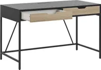 BELIANI Biurko domowe czarne drewniany blat metalowe nogi 2 szuflady minimalistyczny design 120 x 60 cm