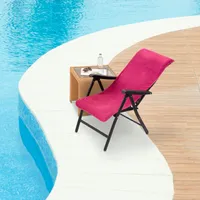JEMIDI Frottee Schonbezug Gartenstuhl - 100% Baumwolle Überzug - Sonnenliege Handtuch -Auflagenbezug Frotteebezug mit Kapuzenüberschlag