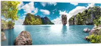 DEQORI Küchenrückwand Glas 125x50 cm 'Paradiesisches Thailand' Spritzschutz Bad Rückwand
