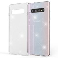 NALIA Glitter Hülle kompatibel mit Samsung Galaxy S10, Glitzer Handyhülle Ultra-Slim Silikon Case Cover Schutzhülle, Bling Handy-Tasche Bumper, Dünnes Strass Smart-Phone Backcover, Farbe:Transparent