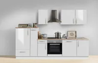 Küchenzeile mit Elektrogeräten White Premium 300 cm in Lack hochglanz weiß
