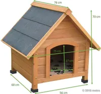 Hundehütte, Massivholz, spitzdach 70 x 60 x 75 cm