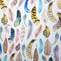 Geschenkpapier mit Feder Muster 70cm x 2m Rolle pastell bunt
