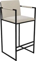 Aspro Furniture, Küchenhocker für die Küche, moderner Barhocker, Frühstücksstuhl aus cremefarbenem Kunstleder