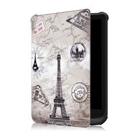 Case2go - Hülle kompatibel mit PocketBook Touch Lux 5 - Kunstleder klapphülle - Mit AutoWake-Funktion - Eiffelturm