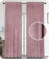 BEAUTEX Samt Vorhang, Kräuselband Verdunkelung Gardine, U-Band Velvet Blickdicht, 140x245 cm, Farbe wählbar (Rosa)