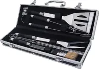 Orion Grillset Grillzange Grillspachtel Fleischgabel Grillbürste Doppelspieße