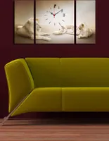Opviq, 3P204045CS- CLA3638, Bunt, Wanduhren, 84 x 45 cm, 100% Wildleder -Leinwand