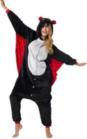 Katara 1744 -  Fledermaus Schwarz-Rot L (165-175cm), Jumpsuit, Onesie, Karneval, Overall, Party, Karnevals-Kostüm, Verkleidung zum Fasching, Schlafanzug, Hausanzug, Jogginganzug, Cosplay, Tierkostüm für Erwachsene