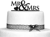 Oblique Unique Hochzeitstorten Topper Mr & Mrs Kuchendeckel Hochzeit - schwarz