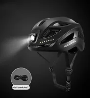 ROCKBROS Fahrradhelm Radhelm mit Licht, Sicherheit Helm, CE, 57-61cm, Schwarz