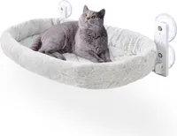 Fensterliege für Katzen Katzenbett Fensterhängematte Katzenfensterbank Katzenliege klappbar Fensterliege Fensterhängematte Katzenhängematte bis 25 kg (Grau, M)