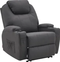 M MCombo Elektrisch Relaxsessel Massagesessel Fernsehsessel Liegefunktion Vibration Heizung 7061 (Dunkelgrau -Mikrofaser)