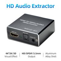 HDMI-Audio-Splitter, HD-Signalkonverter, 4K-3D-HD-Qualität, HDMI/Optisch/3,5-mm-Audioausgang, Metallgehäuse, weitgehend kompatibel