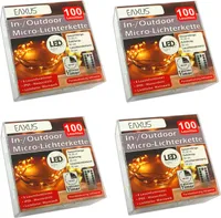 4er Set Lichterkette 100 LEDs warmweiß | Leuchtdraht | Weihnachtsbeleuchtung