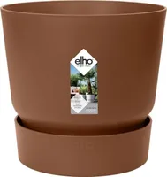 Elho Elho Greenville Round 40 - Großer Blumentopf für den Außenbereich mit Wassertank - 100% recycelter Kunststoff - Ø 39,0 x H 36,8 cm - Ingwerbraun