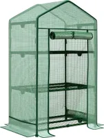 Outsunny Mini-Gewächshaus mit Folienabdeckung und 4 Rolltürböden