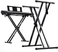 Duronic KS2B schwarzer Keyboardständer mit Befestigungsgurt – höhenverstellbar, zusammenklappbar, transportabel – Schnellverschluss (Keyboard-Ständer)