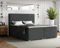 Boxspringbett BOSTON 180x200 cm Velour Paros 6 Dunkelgrau Komplettbett inkl..Taschenfederkernmatratzen 7 Zonen H4 Polsterbett