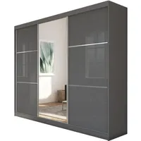 BEAUTYSOFA Schrank mit Schwebetüren VIVA 240cm - Kleiderschrank mit Schubkasteneinsätze & Kleiderstangen (Graphit)