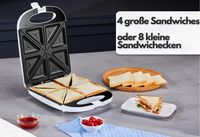 Steinborg XXL 4er Sandwichmaker | Edelstahl Sandwichtoaster | Sandwich Maker | Waffeleisen | Paninitoaster | Elektrogrill | 1200 Watt | 8 Sandwichecken | Antihaftbeschichtung | Cool-Touch-Gehäuse | Thermostat | Backampel | Anti-Rutsch-Füße |