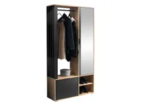 MIRJAN24 Garderobe-Set Milo mit Spiegel und Kleiderstange, Loft Stil, Lamellen, Flurgarderobe (Farbe: Artisan Eiche / Schwarz)