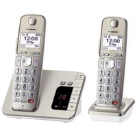 Panasonic KX-TGE262GN Festnetz-Telefon schnurlos integrierter Anrufbeantworter 1 zusätzliche Mobilteil Farbe: champagner