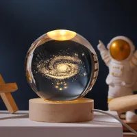 LED křišťálová stolní lampa USB 3D Moon Galaxy Globe Night Light Dětská vánoční dekorace dárek(Mléčná dráha)