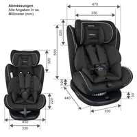 XOMAX 916 Auto Kindersitz mit 360° Drehfunktion und ISOFIX für Kinder von 0 - 36 kg (Klasse 0, I, II, III) Farbe Schwarz