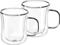 GRÄWE Doppelwandige-Thermogläser mit Henkel, 250ml, 2er Set, geschwungen