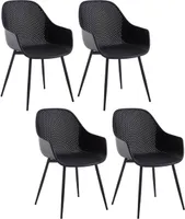 Klihome 4 x Esszimmerstühle, mit Rückenlehne, Metallbeinen, aus PP, Schwarz