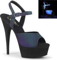 DELIGHT-609REFL Pleaser High-Heels Plateausandaletten grün multi reflektierend schwarz matt
