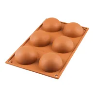 Silikomart Muffinbackform Halbkugel 6er Ø7cm H 3,5cm Silikon, terracotta