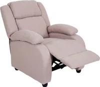 Fernsehsessel Lincoln, Relaxsessel Liege Sessel, Stoff/Textil  creme-grau