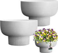 KOTARBAU® Sada 2 keramických kvetináčov ⌀ 24 cm Biely kvetináč Kvetináče Keramický kvetináč Keramický kvetináč Keramický kvetináč pre izbové rastliny Kvetináč biely