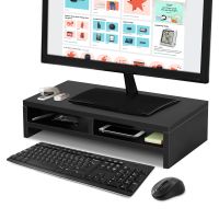 Monitorständer Monitorerhöhung Tischaufsatz aus Holz, Schwarz, 50x18x12 cm