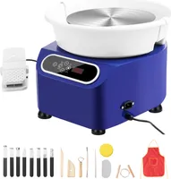 SucceBuy-Töpferscheibe, 10-Zoll-Töpferformmaschine, 350 W elektrische Scheibe mit Fußpedal und LCD-Touchscreen, Formwerkzeuge für DIY-Kunsthandwerk, Blau