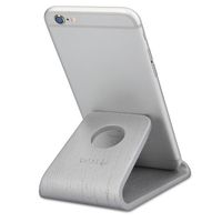 kalibri Handy Halterung Smartphone Ständer - Universal Halter kompatibel mit iPhone Samsung iPad Tablet u.a. - Tisch Stand Dock in Echtholz Silber