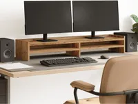 Stojak na monitor o wyglądzie odzyskanego drewna 100x24x16 cm materiał drewnopochodny