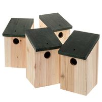 4x Nistkasten Vogelhaus Vogelhäuschen Nisthöhle Nisthaus Nisthilfe Holz Meisen 