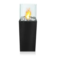 YUENFONG Bioethanol Standkamin 80x24,5x20 cm, Quadrat Freistehender Bioethanolkamin für Indoor und Outdoor, chönes Flammenspiel, Bodenkamin, Terrassenkamin, Tischfeuer, Windlicht, Gartenfackel