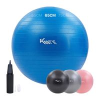 KM-Fit Gymnastikball 65cm, Trainingsball mit Luft-Pumpe, Sitzball Büro Anti-Burst, Ball für Fitness, Yoga, Gymnastik, Core Training BPA-Frei, Blau