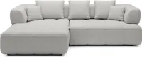 DomoHome Avangarde sofa narożna Nowoczesna sofa narożna z regulowaną głębokością siedziska Wodoodporne pokrycie z tkaniny Aragon i wysokiej jakości tapicerka Prawy układ 182x285x86cm Jasnoszary