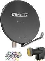 SCHWAIGER 4609 SAT systém satelitný komplet satelitná anténa Quad LNB digital 8X F-plug 7mm SAT anténa hliníková kompletná sada antracit 88x88cm