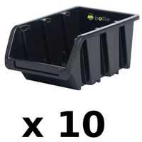 20 x Stapelbox Stapelkiste Sortierbox Box mit Deckel 100x155x70 mm Schwarz 