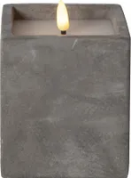 Star Trading 061-37 LED-Wachskerze " Flamme Cem"Zementfarben, flackernd, 8,5x11 cm,Timer, Batterie,Vierfarb-Karton
