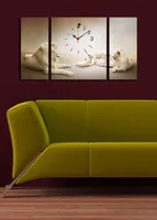 Opviq, 3P204045CS- CLA3638, Bunt, Wanduhren, 84 x 45 cm, 100% Wildleder -Leinwand