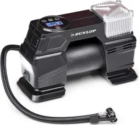 Dunlop Digitaler Luftkompressor Luftpumpe 150PSI/10Bar Inkl. 3 Aufsätze Digitale LED Anzeige Schwarz